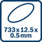 Rozmery pílového listu 733 × 12,5 × 0,5 mm