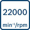 Otáčky naprázdno 22 000 min-1/ot/min