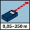 Rozsah merania vzdialenosť 250 m; Rozsah merania 0