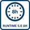 Výdrž až 8 h s akumulátorom 5,0 Ah