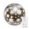 LED vianočná sklenená guľa – vločky, 12 cm, 3x AA, vnútorný, teplá biela, časovač