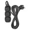 Predlžovací kábel 5 m / 3 zásuvky / čierny / PVC / 1,5 mm2