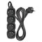 Predlžovací kábel 3 m / 4 zásuvky / čierny / PVC / 1,5 mm2