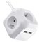 Predlžovací kábel - kocka 1,9 m / 4 zásuvky / biely / PVC / s USB / 1 mm2