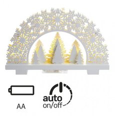 LED vianočný stojan stromčeky, 32×20cm, 2× AA, teplá b.,čas.