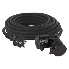 Vonkajší predlžovací kábel 15 m / 2 zásuvky / čierny / guma / 250 V / 1,5 mm2
