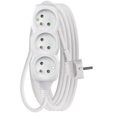 Predlžovací kábel 5 m / 3 zásuvky / biely / PVC / 1 mm2