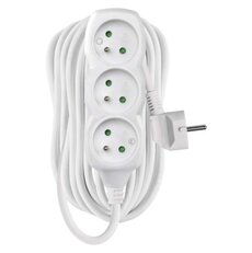 Predlžovací kábel 10 m / 3 zásuvky / biely / PVC / 1 mm2
