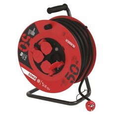 Vonkajší predlžovací kábel na bubne 50 m / 4 zásuvky / čierny / guma / 230 V / 1,5 mm2