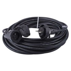 Vonkajší predlžovací kábel 20 m / 1 zásuvka / čierny / guma / 250 V / 2,5 mm2