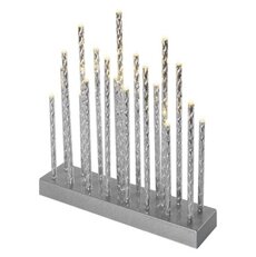 LED svietnik strieborný, 28,5 cm, 3x AA, vnútorný, teplá biela, časovač
