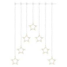 LED vianočný záves – 7 hviezd, 67x125 cm, vnútorný, teplá biela