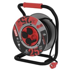 Vonkajší predlžovací kábel na bubne 25 m / 4 zás. / čierny / guma-neoprén / 230V / 1,5 mm2
