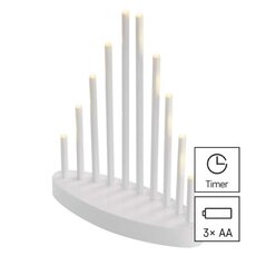 LED svietnik biely, 24,5 cm, 3x AA, vnútorný, teplá biela, časovač
