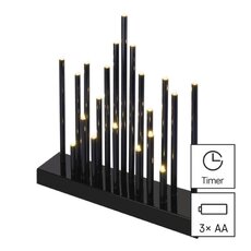 LED svietnik čierny, 27,5 cm, 3x AA, vnútorný, teplá biela, časovač