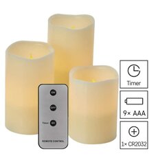 LED dekorácia – 3x vosková sviečka, 3x 3x AAA, vnútorná, vintage, ovládač