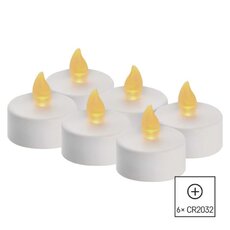 LED dekorácia – 6x čajová sviečka biela, 6x CR2032, vnútorná, vintage