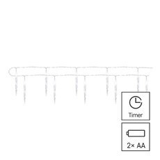 LED vianočná girlanda – 10x cencúľ, 1,35 m, 2x AA, vnútorná, studená biela, časovač