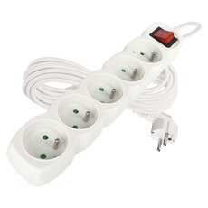 Predlžovací kábel 7 m / 5 zásuviek / s vypínačom / biely / PVC / 1 mm2