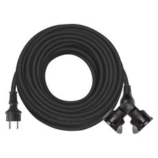 Vonkajší predlžovací kábel 20 m / 2 zásuvky / čierny / guma / 250 V / 1,5 mm2
