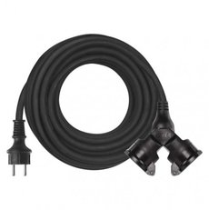 Vonkajší predlžovací kábel 15 m / 2 zásuvky / čierny / guma / 250 V / 1,5 mm2