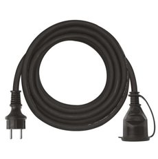 Vonkajší predlžovací kábel 5 m / 1 zásuvka / čierny / guma-neoprén / 250 V / 1,5 mm2