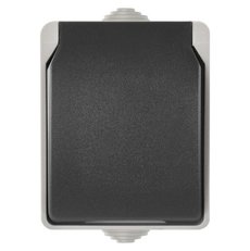 Zásuvka nástenná, šedo-čierna, IP54
