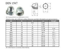 Mat DIN 1587  M 8 Ms