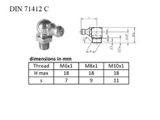 Maznicka gulova 90° ZB R1/8 DIN 71412C