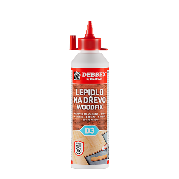 Den Braven Lepidlo na drevo WOODFIX D3 250 g dóza biela, po vytvrdení transparentná