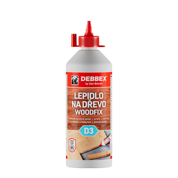 Den Braven Lepidlo na drevo WOODFIX D3 500 g dóza biela, po vytvrdení transparentná