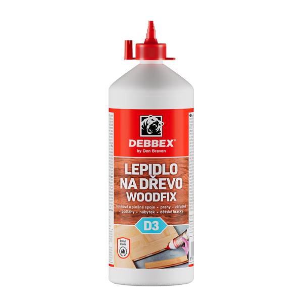 Den Braven Lepidlo na drevo WOODFIX D3 750 g dóza biela, po vytvrdení transparentná